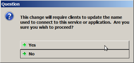 Confirmation to change