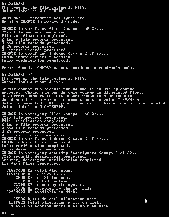Filesystem corruption