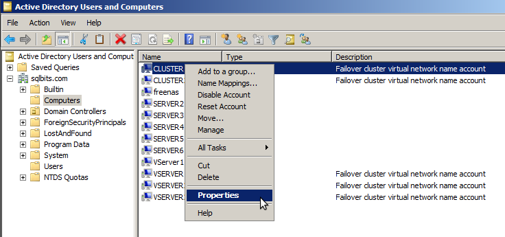 Name object properties