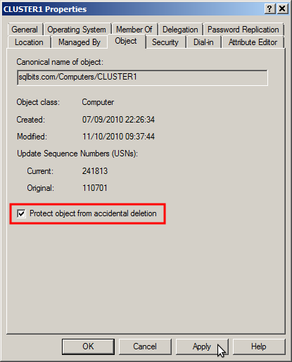 Protect object from accidental deletion