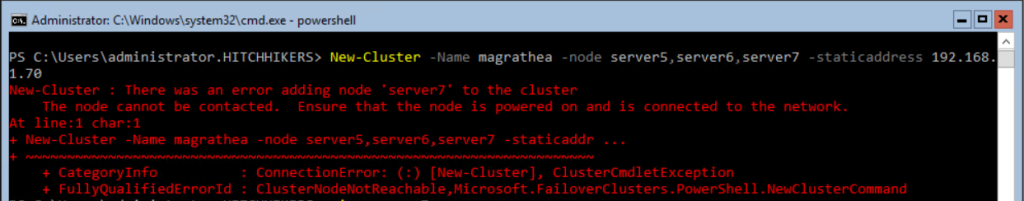 Cluster create error